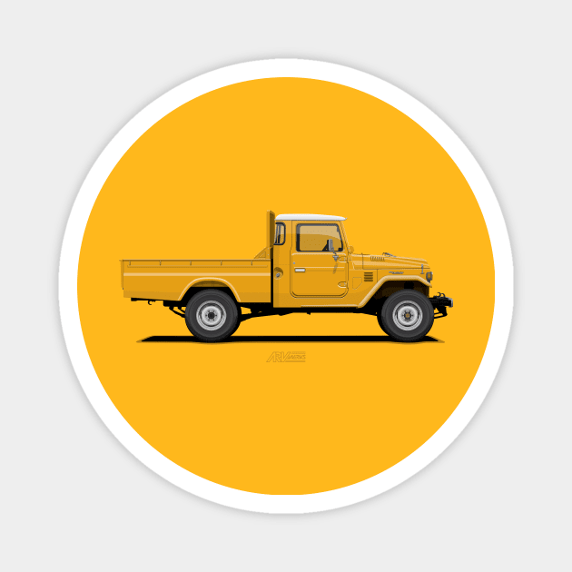 Land Cruiser FJ45 Pick Up Yellow Magnet by ARVwerks